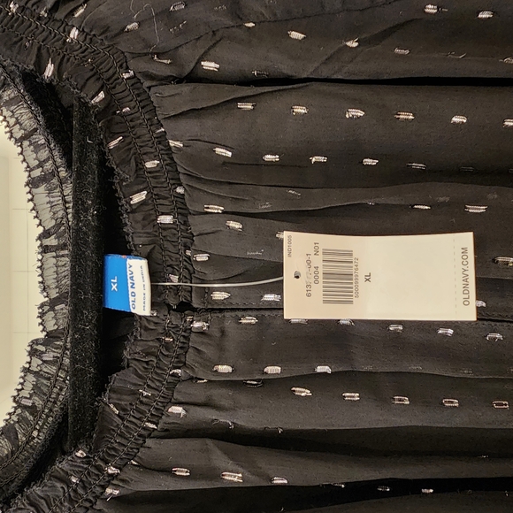 Black Sheer Sleeves Dress with Polka Dots - Picture 3 of 4